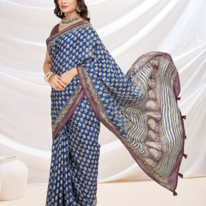 Blue Cotton Blend Saree – Edition 002